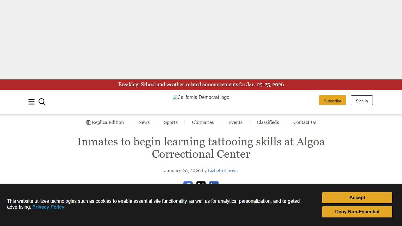 Inmates to begin learning tattooing skills at Algoa Correctional Center California Democrat